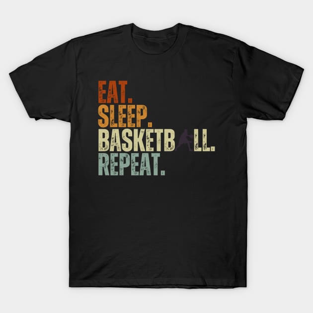 Eat Sleep Basketball Repeat Retro Vintage Boy Kid Men Women T-Shirt by Just Me Store